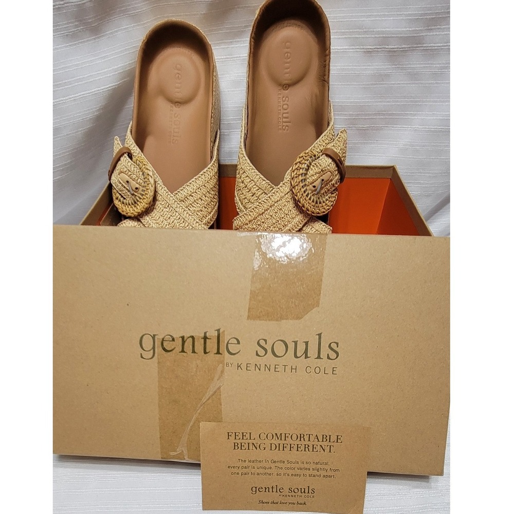 Gentle Souls Kenneth Cole Louisa Natural Raffia Slide Sandals Buckle GS25LOU03 7 - Picture 7 of 8